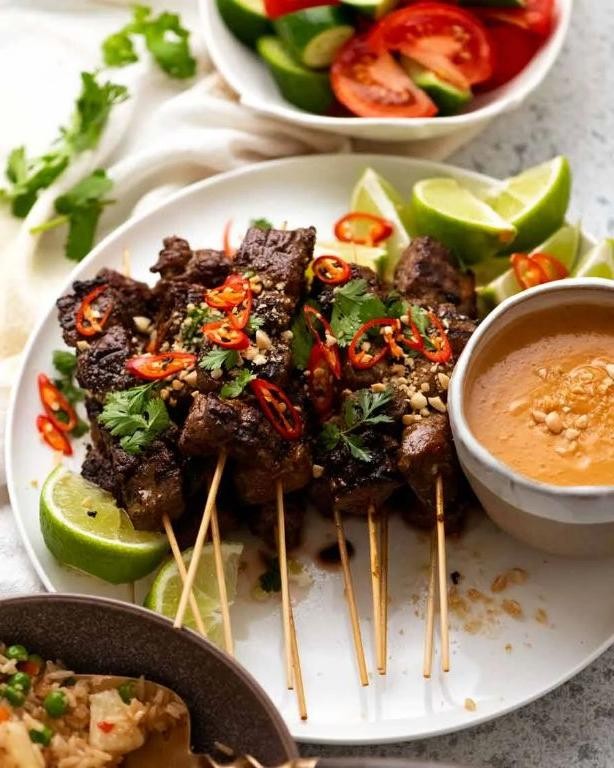 Beef Satay Skewers with Peanut Sauce