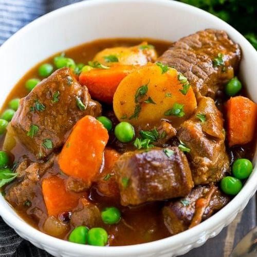 Beef Tips with Carrots and Peas