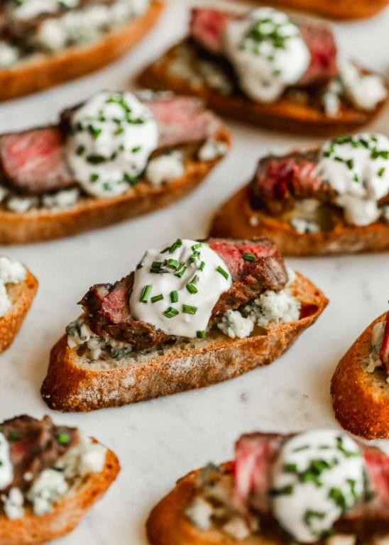 Beef and Blue Cheese Crostini