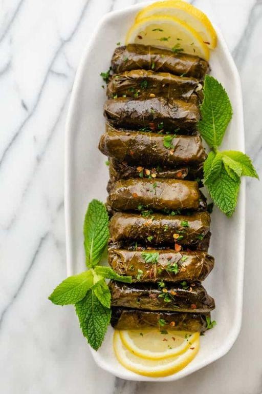 Beef and Olive Stuffed Grape Leaves