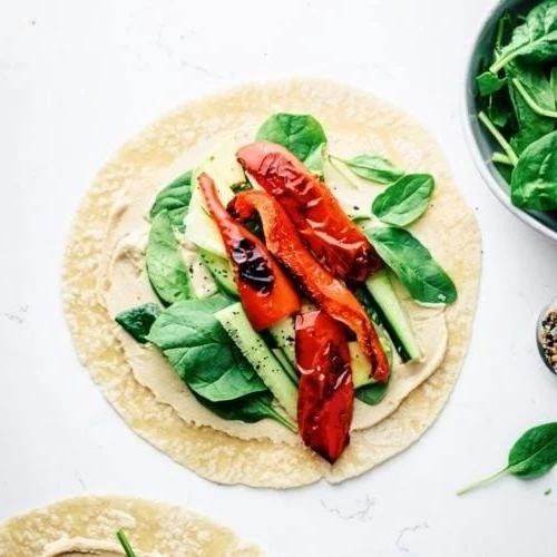 Beef and Roasted Red Pepper Hummus Wraps