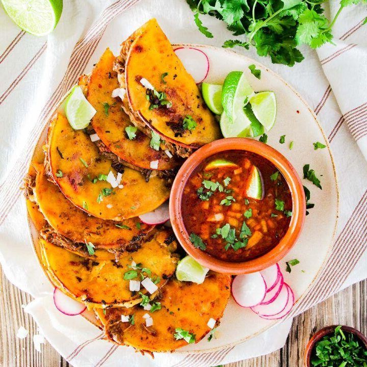 Birria Tacos with Cilantro and Onions