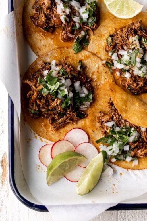 Birria Tacos with Radish Slices