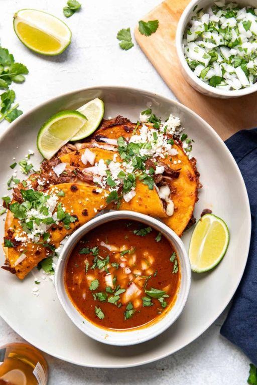 Birria Tacos with Sour Cream