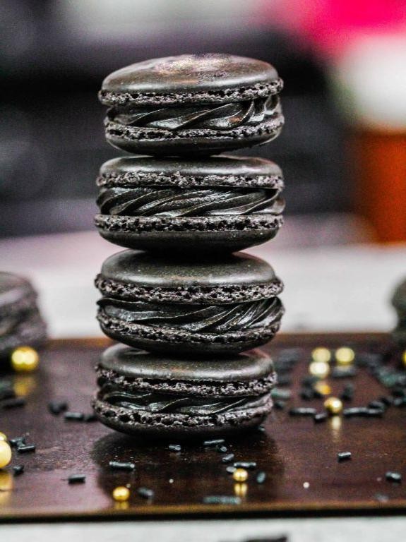 Black Cocoa Powder Macarons