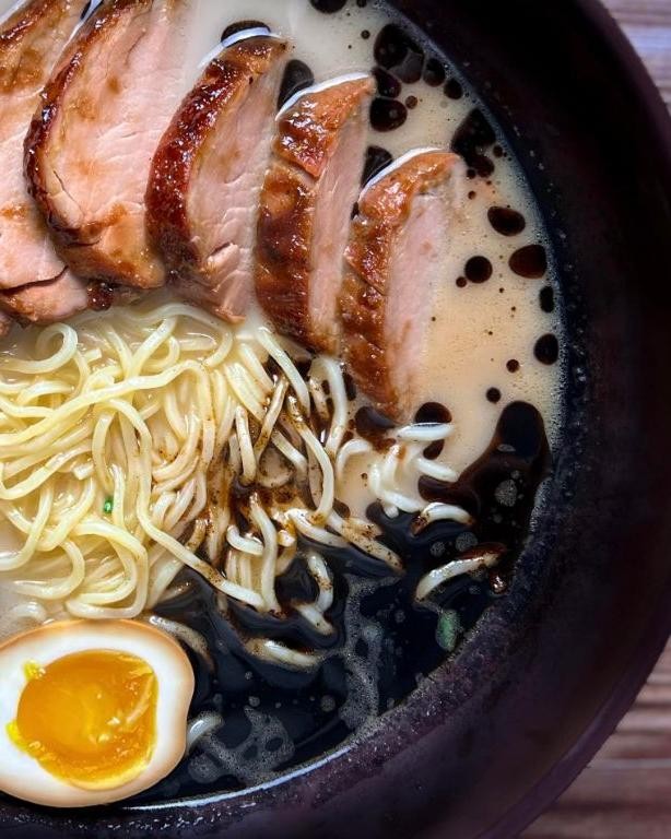 Black Garlic Oil Ramen with Roasted Pork