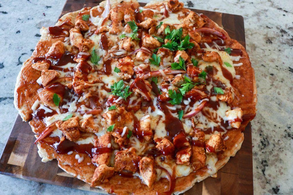 Blackstone BBQ Chicken Pizza with Red Onions and Cilantro