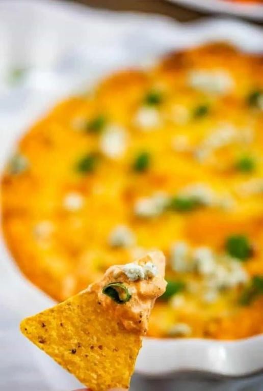 Blackstone Buffalo Chicken Dip with Tortilla Chips