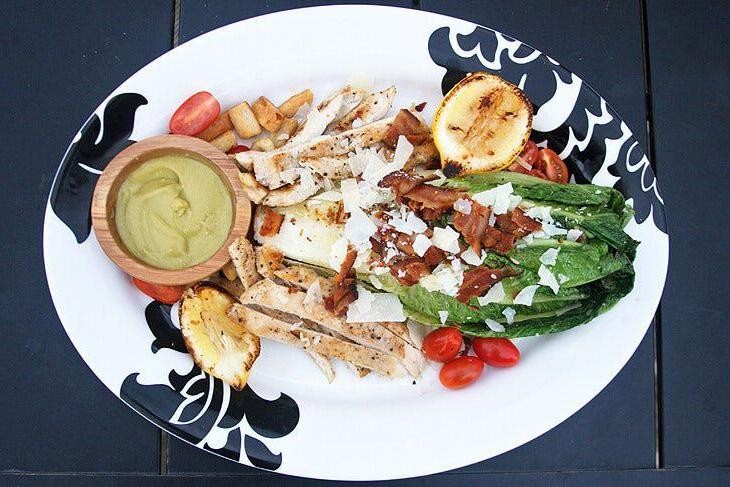 Blackstone Chicken Caesar Salad with Homemade Croutons