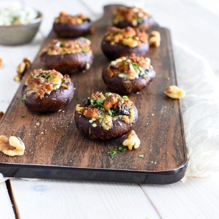 Blue Cheese and Walnut Stuffed Mushrooms