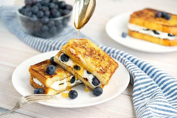 Blueberry and Cream Cheese French Toast Sandwich