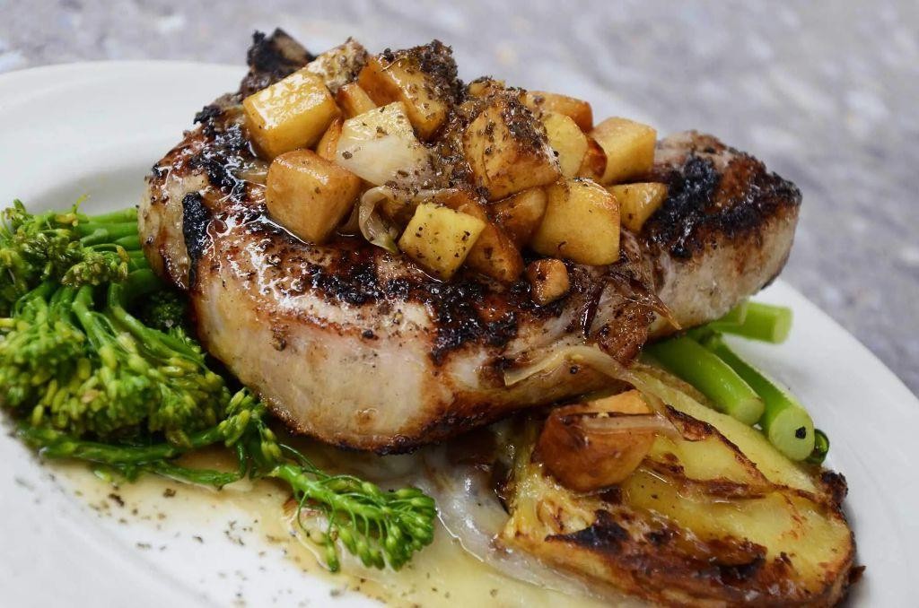 Bone-In Pork Chops with Apple Compote