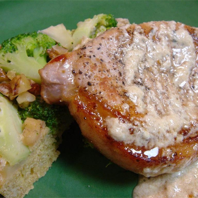 Bone-In Pork Chops with Blue Cheese Sauce