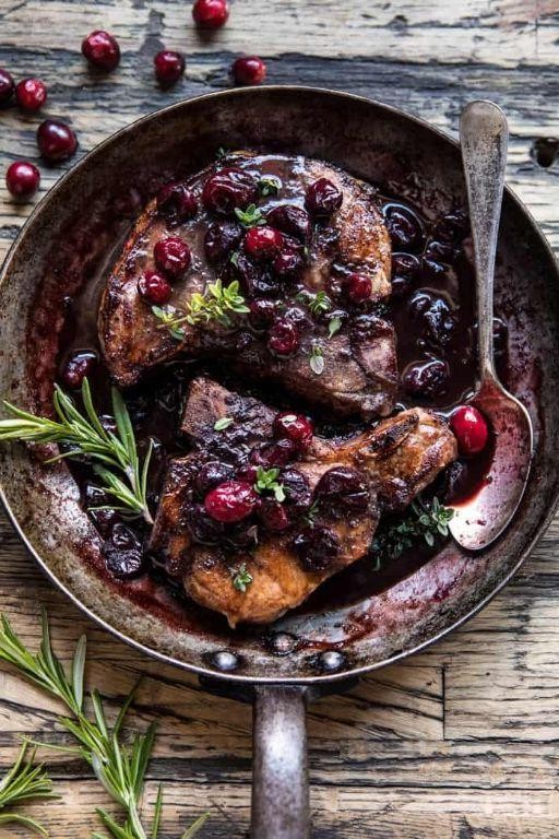Bone-In Pork Chops with Cranberry Sauce