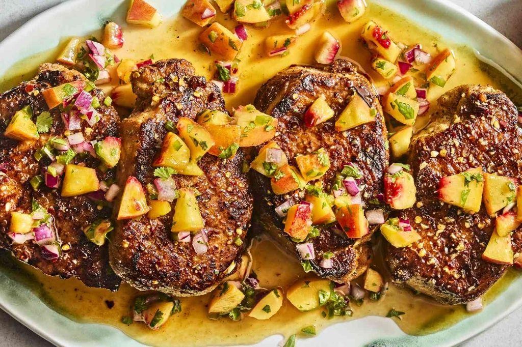 Bone-In Pork Chops with Peach Salsa