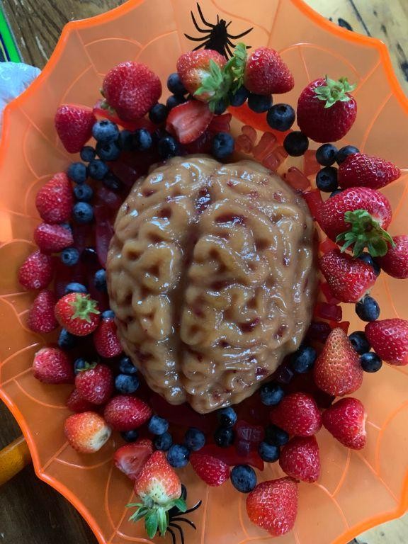 Brain Jello Mold with Berry Syrup