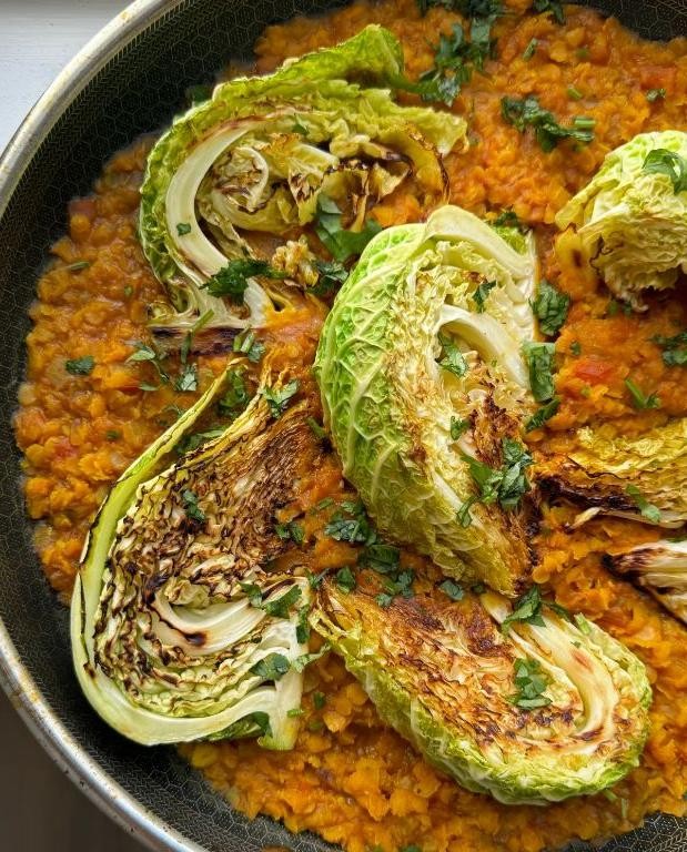 Braised Cabbage and Lentils