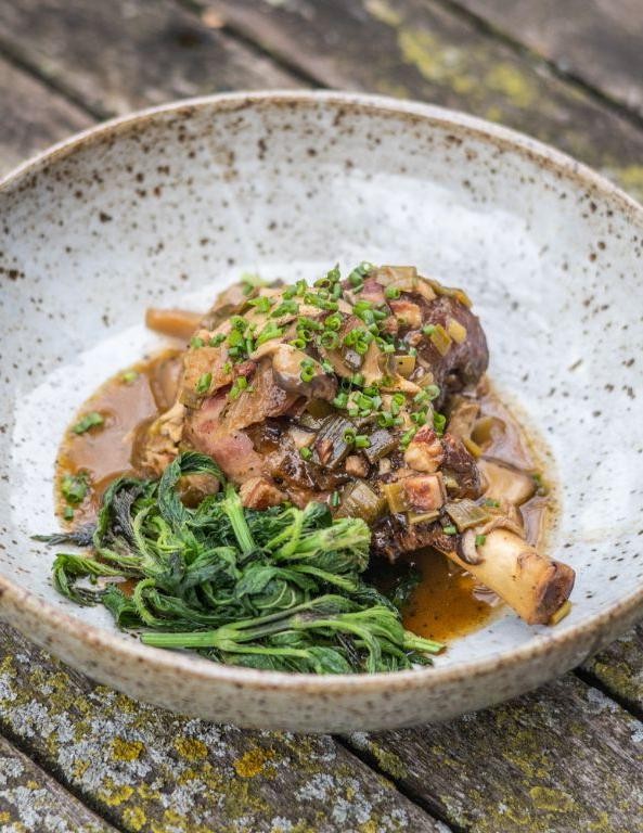 Braised Lamb Shanks with Dried Morel Mushrooms