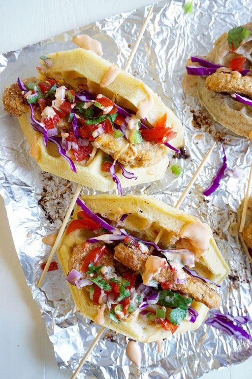 Breakfast Tacos with Chicken and Waffles