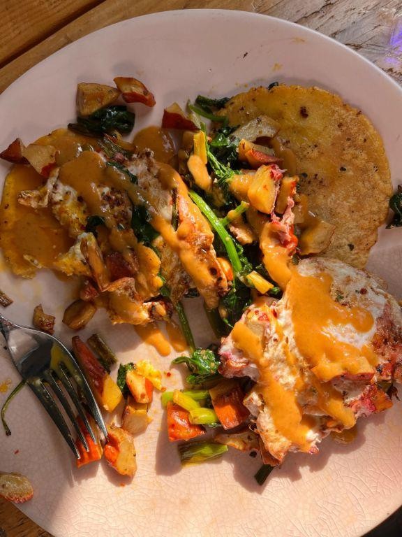 Breakfast Tacos with Lobster and Eggs