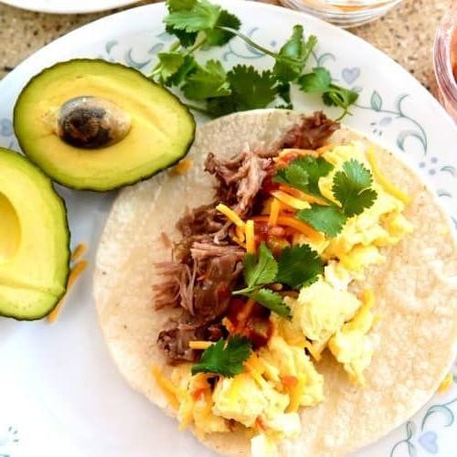Breakfast Tacos with Pulled Pork and Eggs
