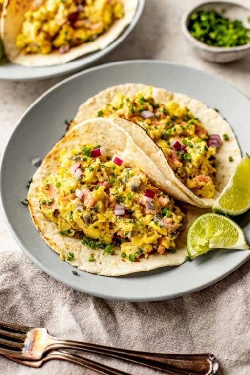 Breakfast Tacos with Smoked Salmon and Cream Cheese