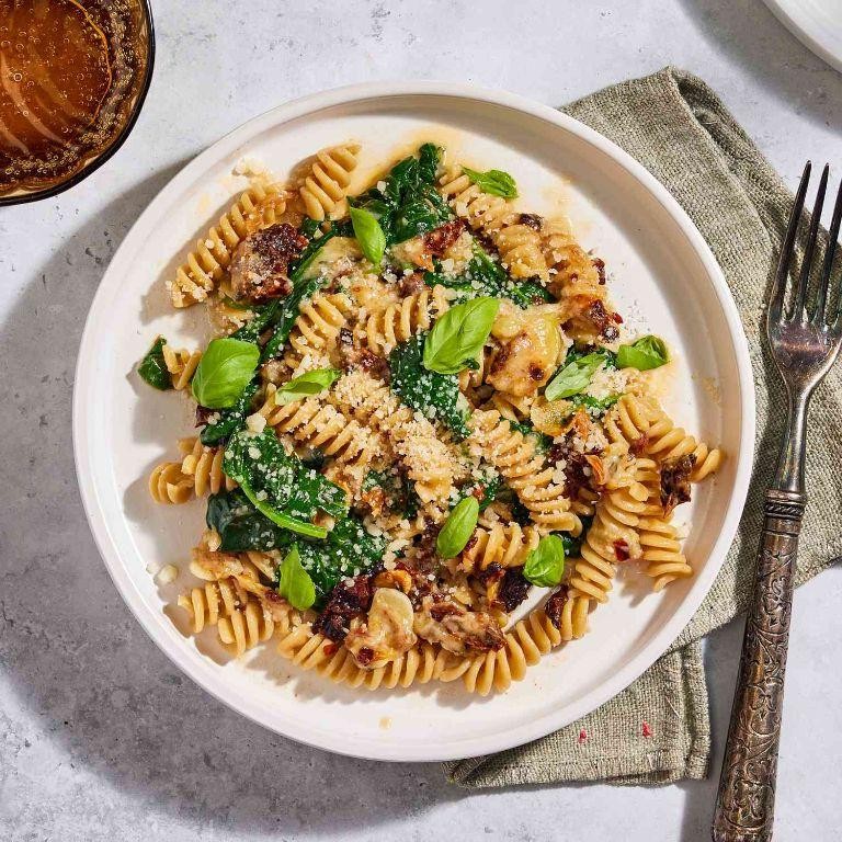 Brie and Spinach Pasta Bake