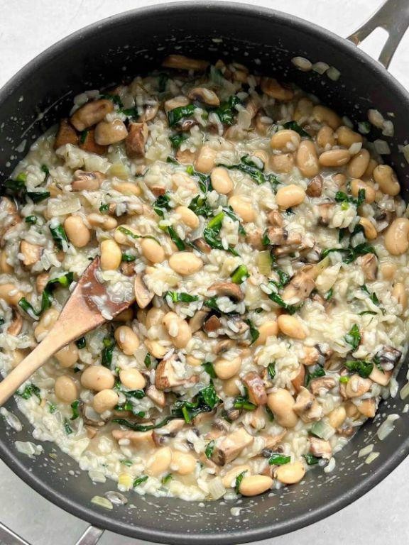 Bush Bean and Mushroom Risotto