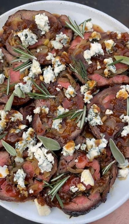 Caramelized Onion and Gorgonzola Stuffed Steak