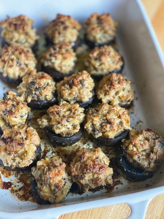 Caramelized Onion and Gruyere Stuffed Mushrooms