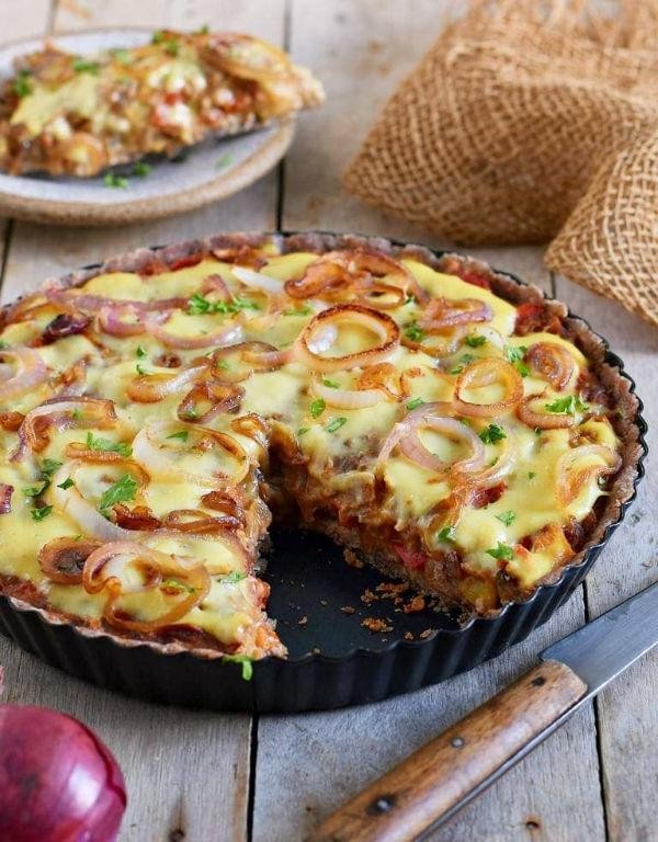 Caramelized Vegan Leek and Onion Tart