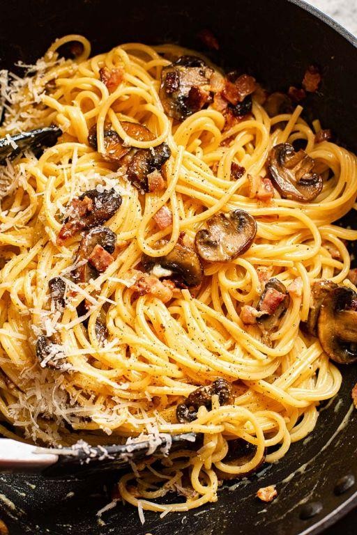Carbonara with Mushrooms and Garlic