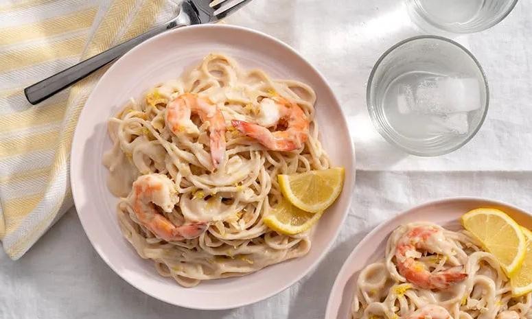 Carbonara with Shrimp and Lemon Zest