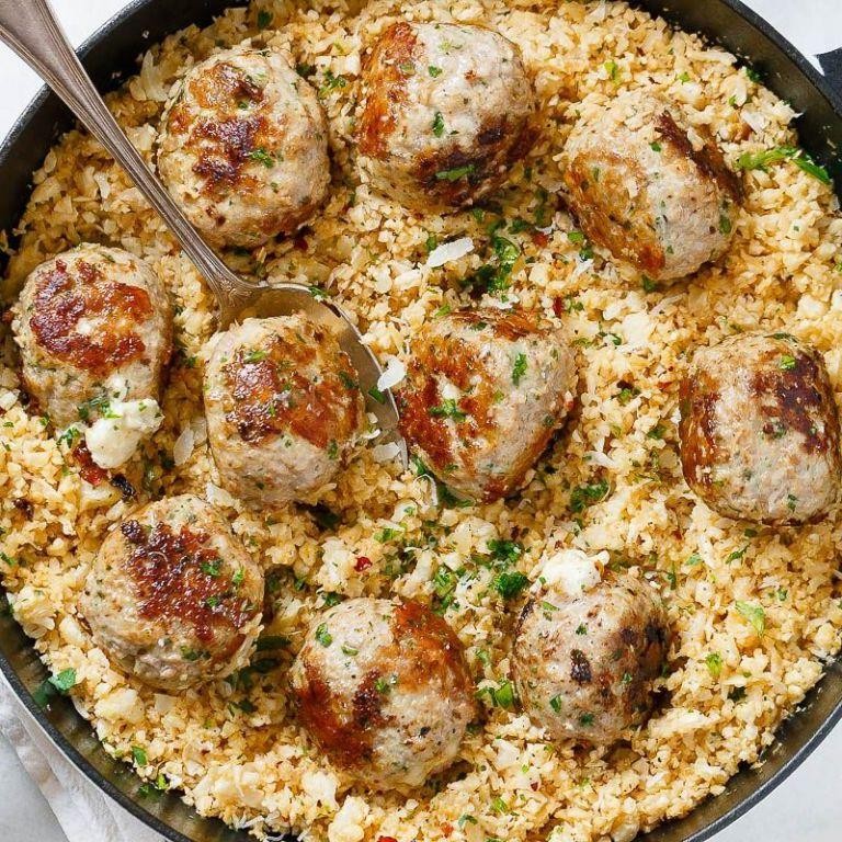 Cauliflower Rice and Turkey Meatballs