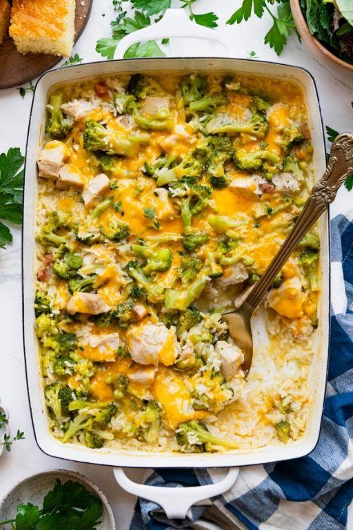 Cheesy Broccoli Dump and Bake Chicken Casserole