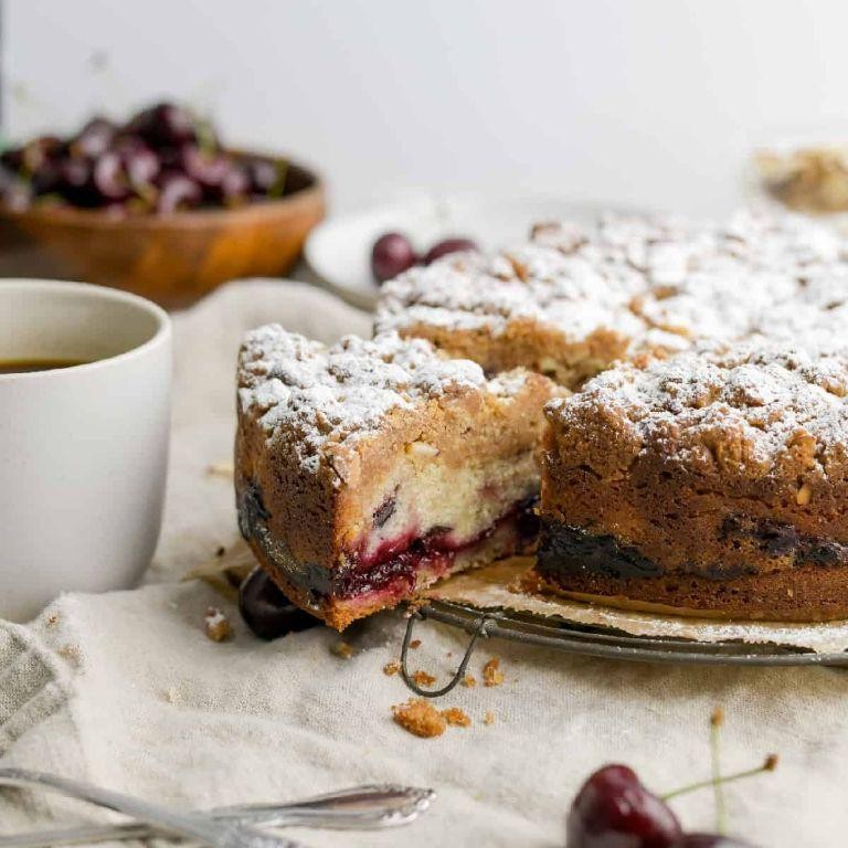 Cherry Almond Crumb Cake