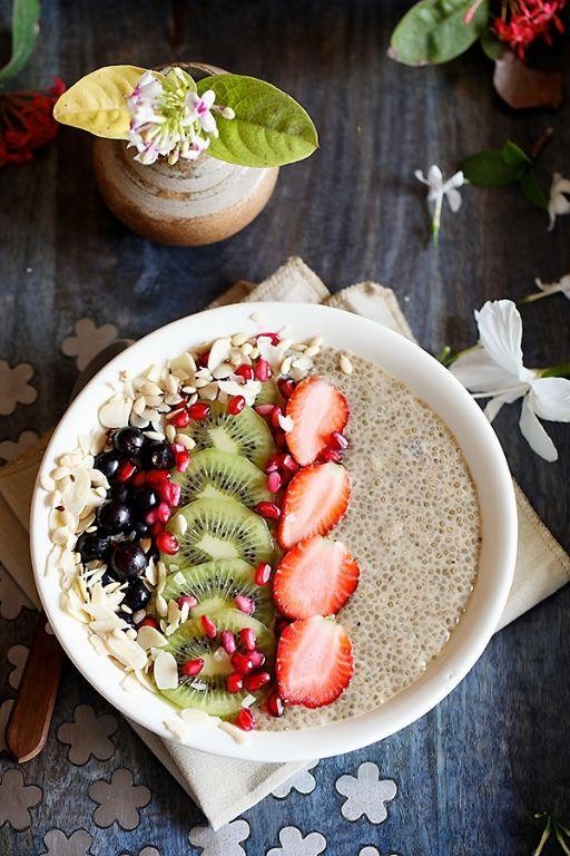 Chia Seed Pudding with Coconut Milk and Fresh Fruits