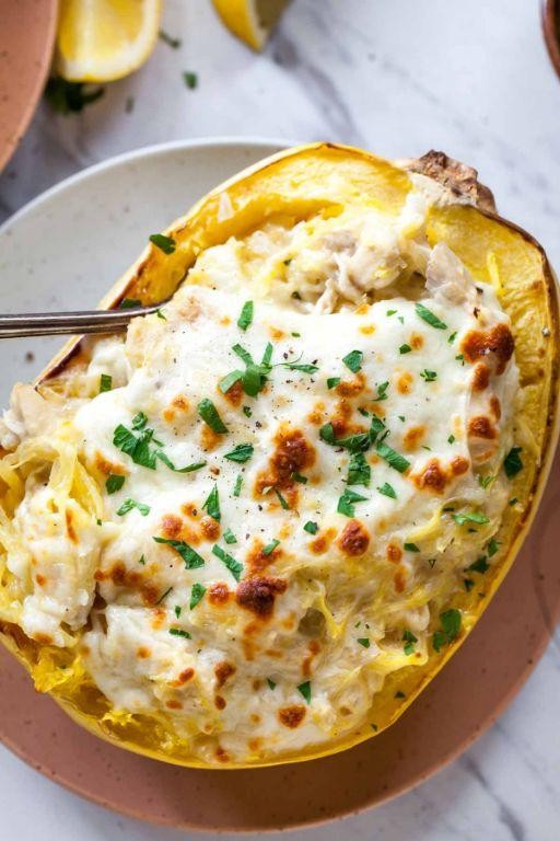 Chicken Alfredo Spaghetti Squash Casserole