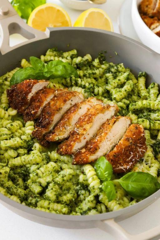 Chicken Parmesan Pasta with Pesto