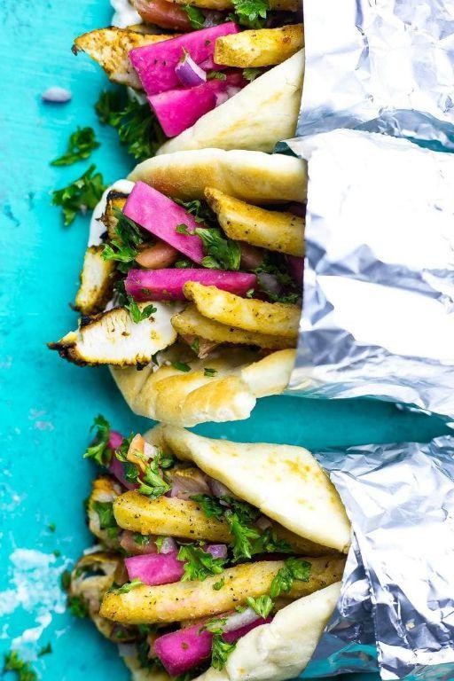 Chicken Shawarma Sandwiches with Pickled Vegetables
