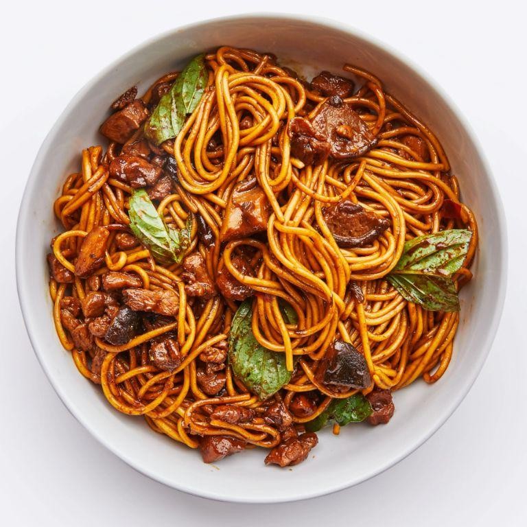 Chicken and Mushroom Stir Fry with Noodles