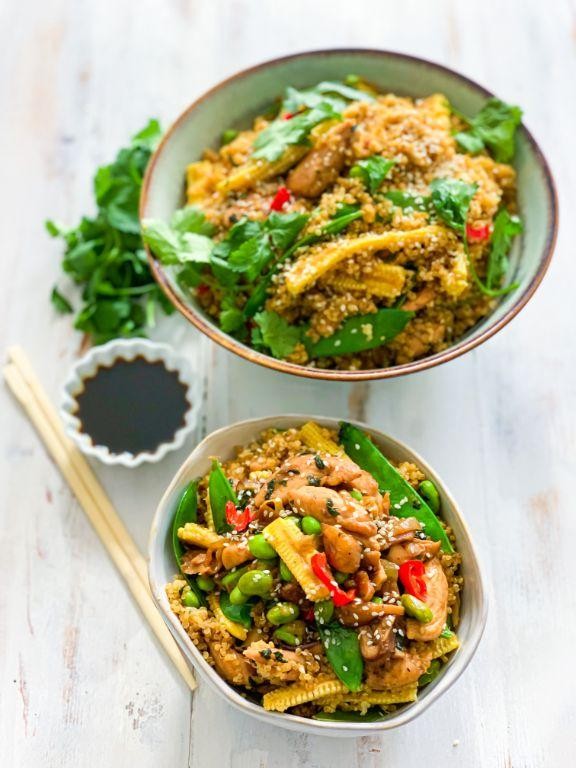 Chicken and Quinoa Stir-Fry with Soy Sauce
