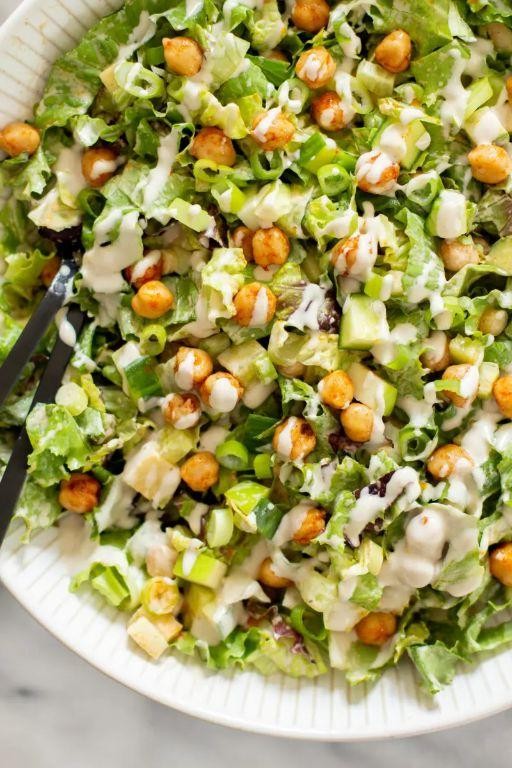 Chickpea and Greens Salad with Tahini Dressing