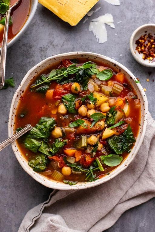 Chickpea and Kale Mediterranean Soup