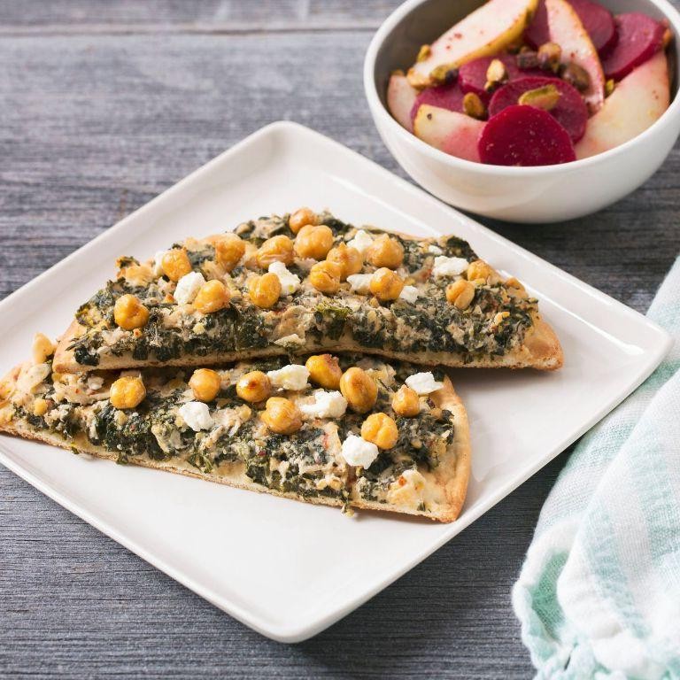 Chickpea and Spinach Flatbread with Tahini