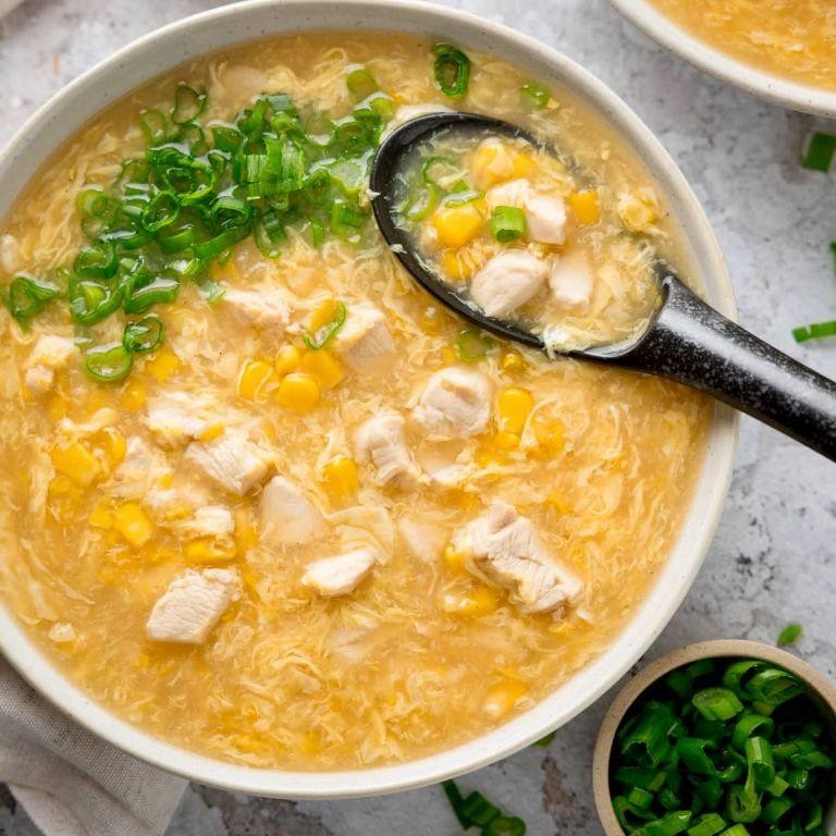 Chinese Sweet Corn and Chicken Soup with Vegetables