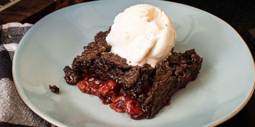 Chocolate Cherry Dump Cake with Brownie Mix