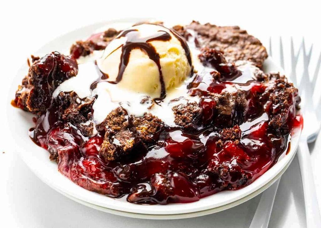Chocolate Cherry Dump Cake with Peanut Butter
