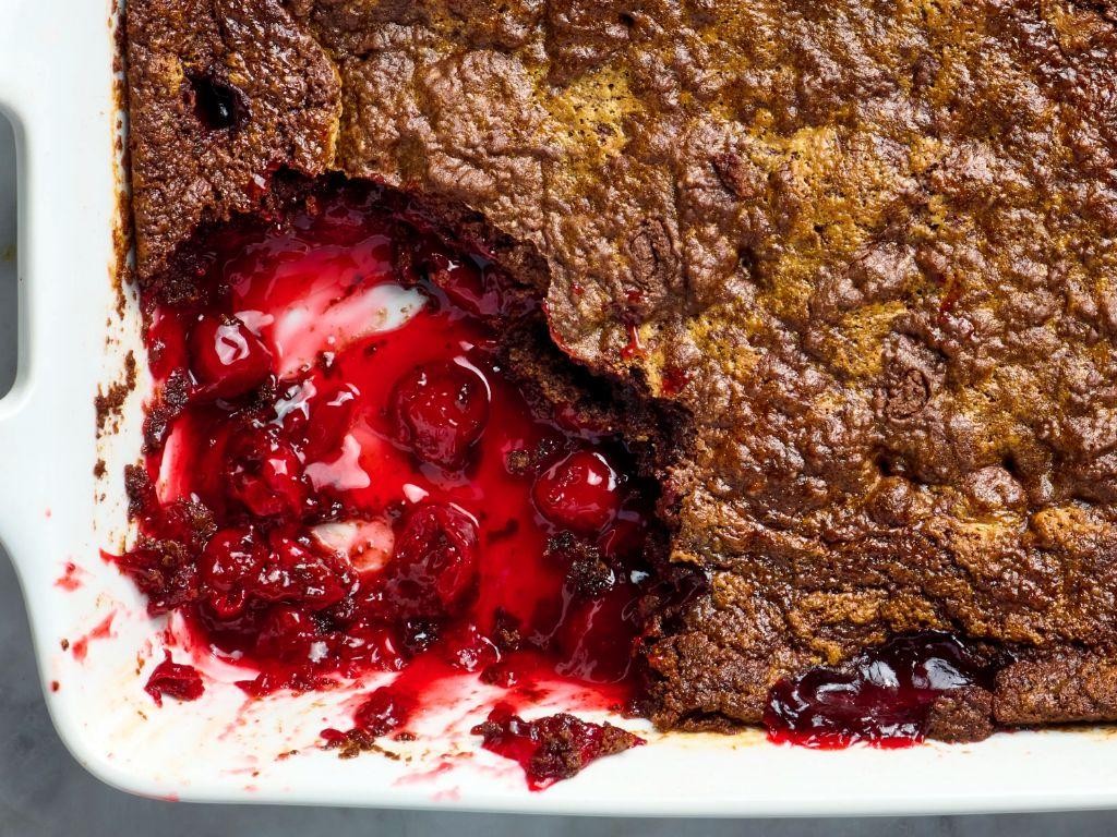 Chocolate Cherry Dump Cake with Walnuts