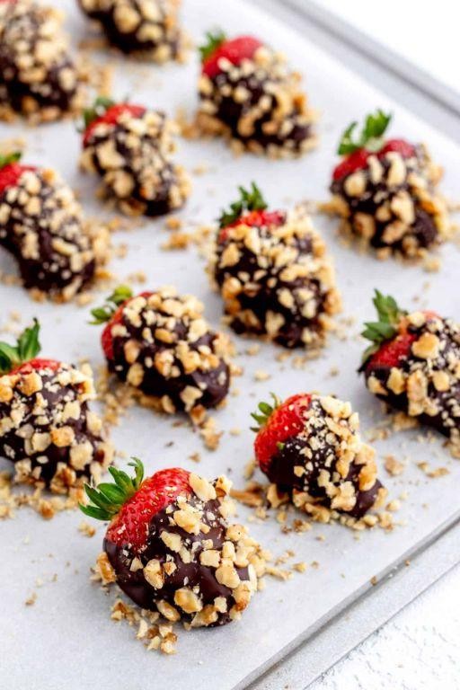 Chocolate Covered Strawberries with Crushed Nuts